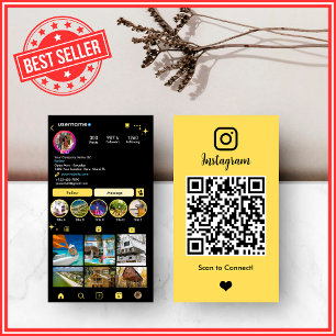 Real Estate Agent Realtor Instagram Yellow QR Code Business Card
