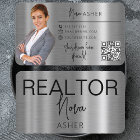 Real Estate Agent Realtor Photo QR Code Faux Metal