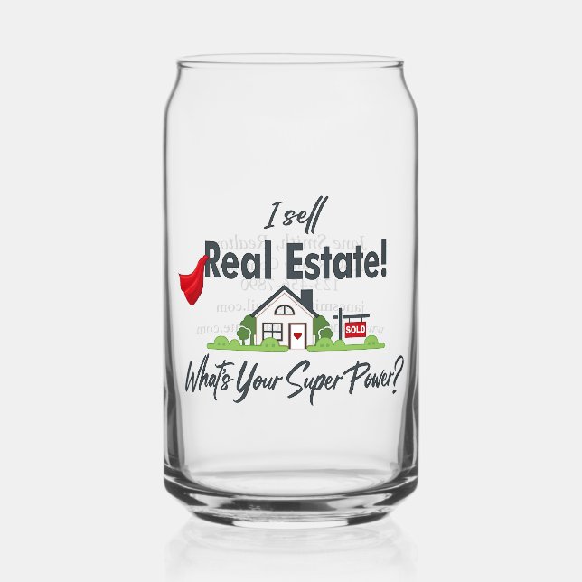 Real Estate Agent, Realtor Super Hero Personalized Can Glass (Front)