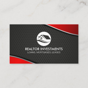 Real Estate Agent Red Metallic Perforated Mesh Business Card