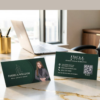 Real Estate Agent Specialit Photo Green Calling Card