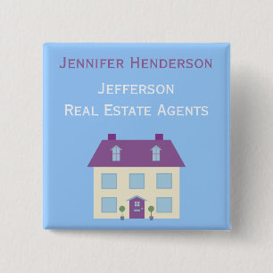 Real Estate Agents Staff Name Tag 2 Inch Square Button