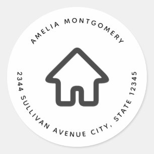 Real Estate Architecture House Icon - Address Classic Round Sticker