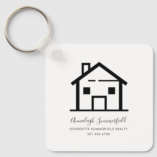 Real Estate Black and White Promotional Swag Keychain (Front)