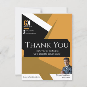 Real Estate Black & Gold Design Thank You Card
