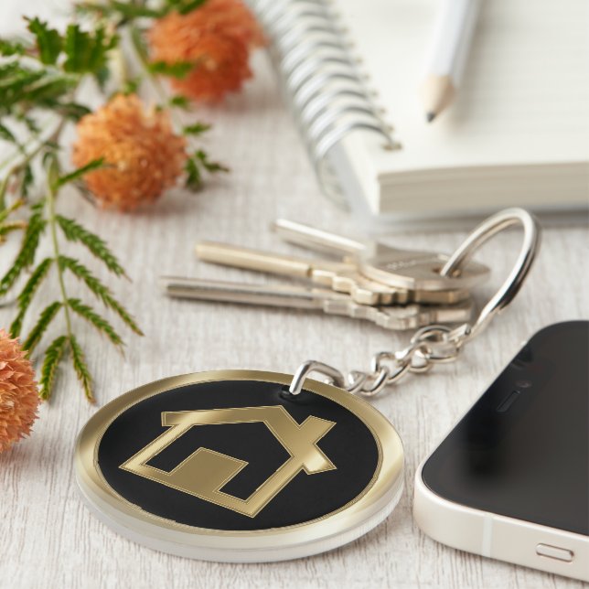 Real Estate - Black & Gold Keychain (Front Right)