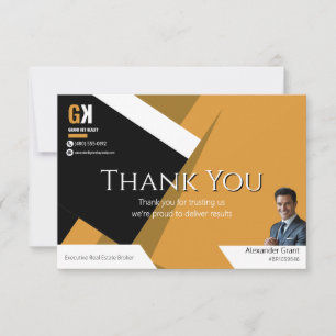 Real Estate Black & Gold Realtor Design Thank You Card