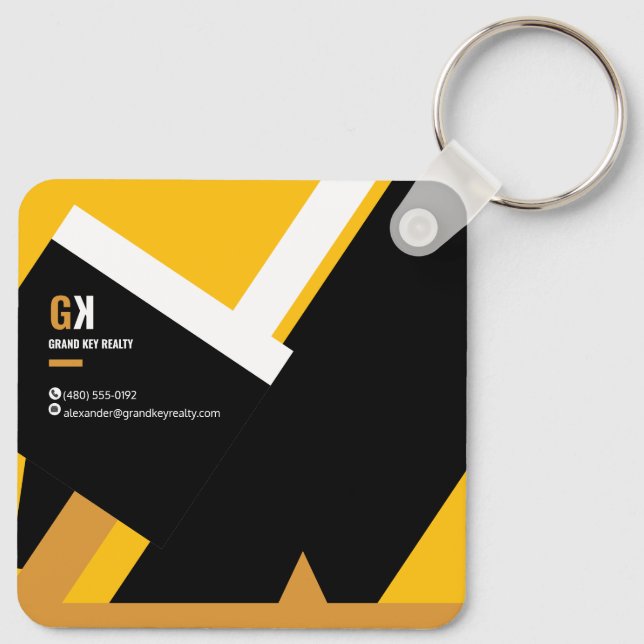 Real Estate | Black & Gold Realtor Employee Design Keychain (Back)