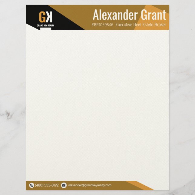 Real Estate Black & Gold Realtor  Letterhead (Front)