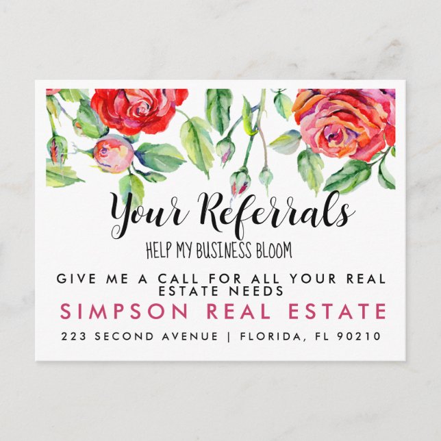 real estate BLOOM referrals Announcement Postcard (Front)