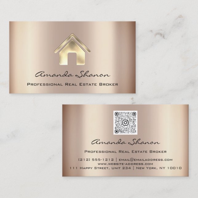 Real Estate Broker Agent Rose QR Code Business Car Card (Front/Back)