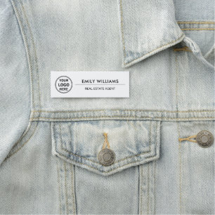 Real Estate Broker Custom Logo White Name Tag