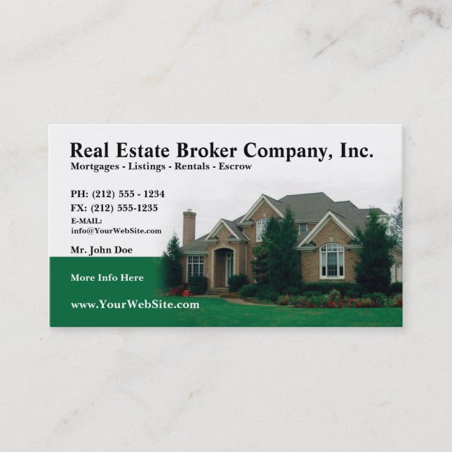 Real Estate Broker Editable Business Card (Front)