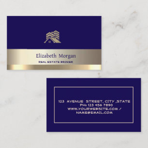 Real Estate Broker Glitter House Roof Blue Business Card