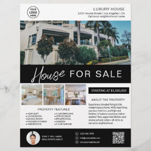 Real Estate Broker House for Sale Custom Logo QR Flyer