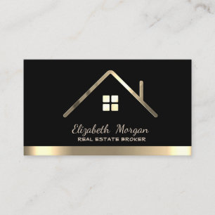 Real Estate Broker House Roof Black Business Card