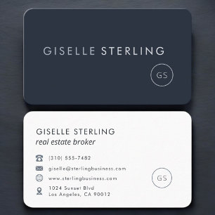Real Estate Broker Luxury Navy Blue Modern Elegant Business Card