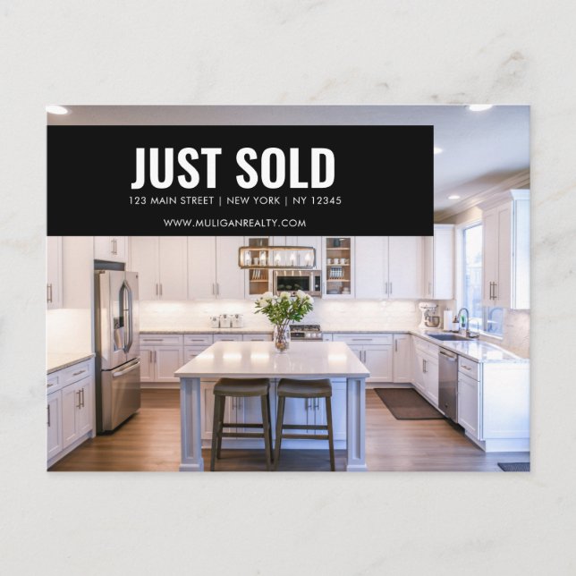 Real Estate Broker Modern Postcard - JUST SOLD (Front)