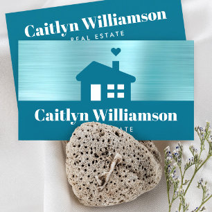 Real Estate Broker Professional Bold House Blue Business Card