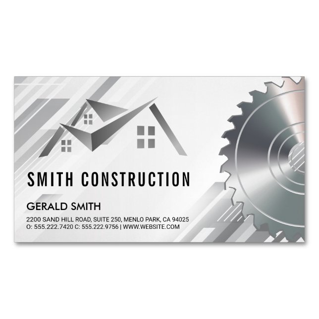 Real Estate Builders | General Contractor Magnetic Business Card (Front)