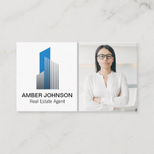 Real Estate Building Logo   Woman with Glasses Business Card