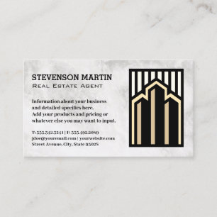 Real Estate Buildings Logo Marble Business Card