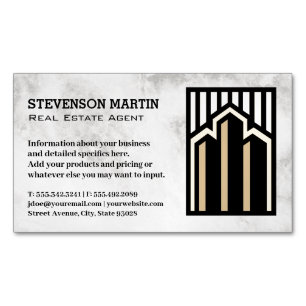 Real Estate Buildings Logo Marble Magnetic Business Card