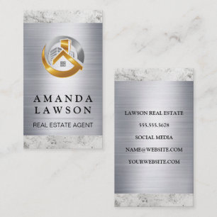Real Estate Buildings Marble Metal Appointment Card