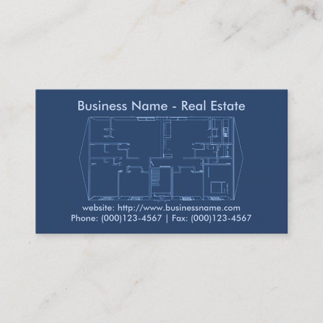Real Estate Business Card: Floor Plan Blueprint Card (Front)