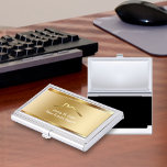 Real Estate Business Card Holder<br><div class="desc">Real Estate business card holder with cool simulated gold metallic background printed on the front and house symbol with your name and profession boldly displayed for a best first impression. Designed told hold your business cards and protect them in style for a Realtor, Broker, agent, or agency.</div>