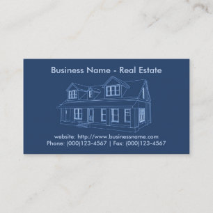 Real Estate Business Card: House Blueprint Business Card