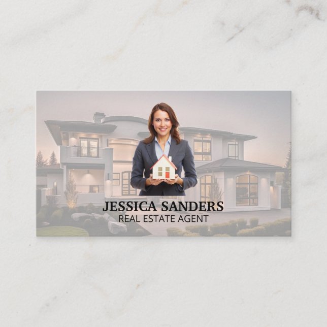 Real Estate Business Woman | aLuxury House Business Card (Front)