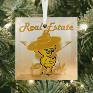 Real Estate Chick #10 Glass Ornament