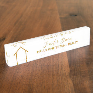 Real Estate Company Agent Custom Chic Gold Realty Nameplate