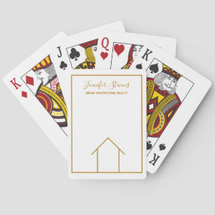 Real Estate Company Chic Custom White Gold Realtor Playing Cards