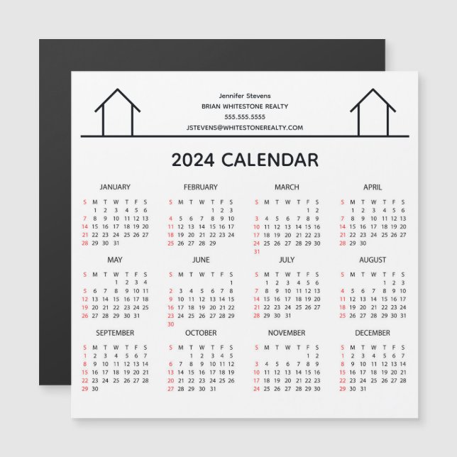 Real Estate Company Custom 2024 Calendar Magnet (Front/Back)