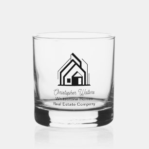 Real Estate Company Customized Realtor Logo Whiskey Glass