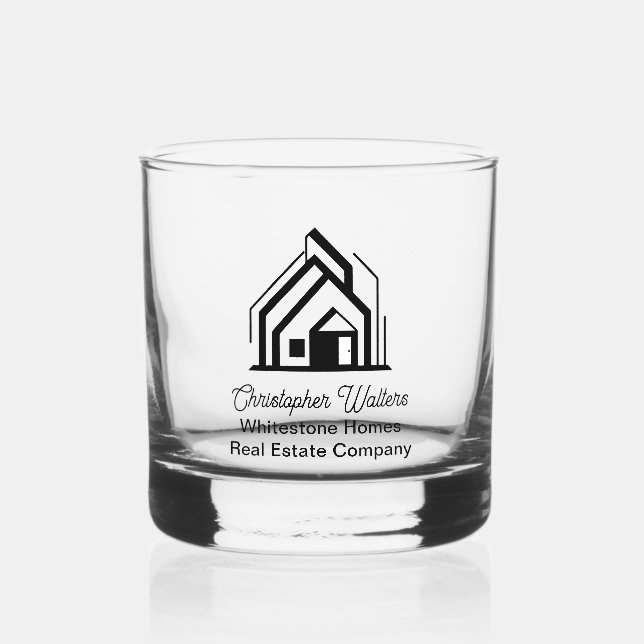 Real Estate Company Customized Realtor Logo Whiskey Glass (Front)