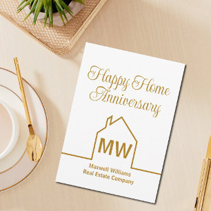 Real Estate Company Gold Home Anniversary Card