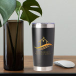 Real Estate Company Gold House Logo Custom Realtor Insulated Tumbler<br><div class="desc">This chic real estate company water bottle is custom made with your realty company and agent name. These elegant gold marketing items feature a pretty house with a weathervane on top and sleek curves underneath. Personalize this modern business gift with your own information. Keep logo or replace with your own....</div>