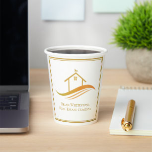 Real Estate Company Gold Open House Customizable Paper Cups