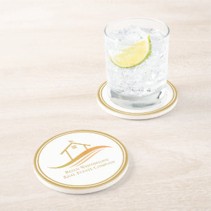 Real Estate Company Gold Personalized Realtor Coaster