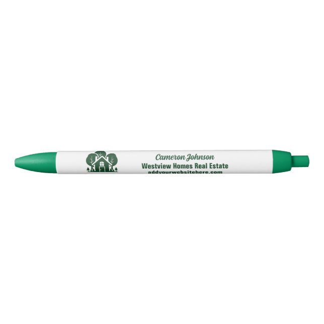 Real Estate Company Green Forest House Black Ink Pen (Front)