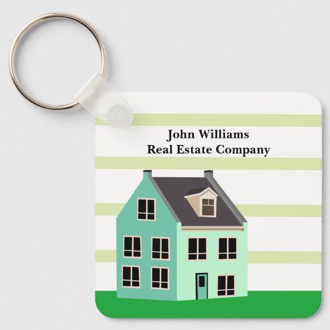Real Estate Company House Cute Green Realtor Keychain (Front)