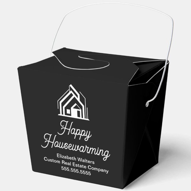 Real Estate Company Housewarming Black Fortune Favor Box (Front)
