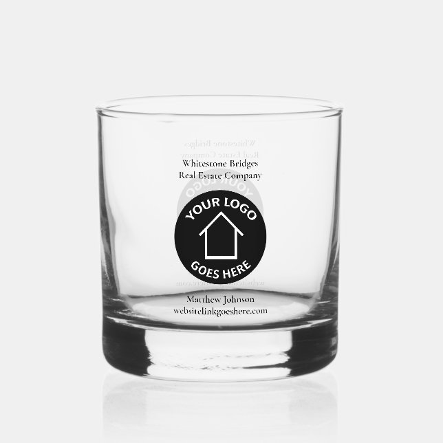 Real Estate Company Logo Customizable Realtor Whiskey Glass (Front)