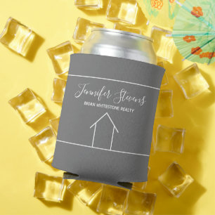 Real Estate Company Marketing Modern Grey Custom Can Cooler