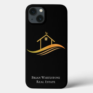 Real Estate Company Modern Chic Gold Black Realtor iPhone 13 Case