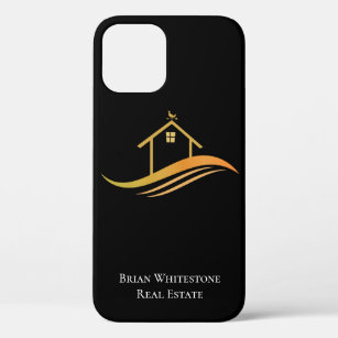 Real Estate Company Modern Chic Gold Black Realtor iPhone 12 Case