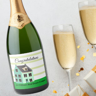 Real Estate Company New Home Housewarming Sparkling Wine Label